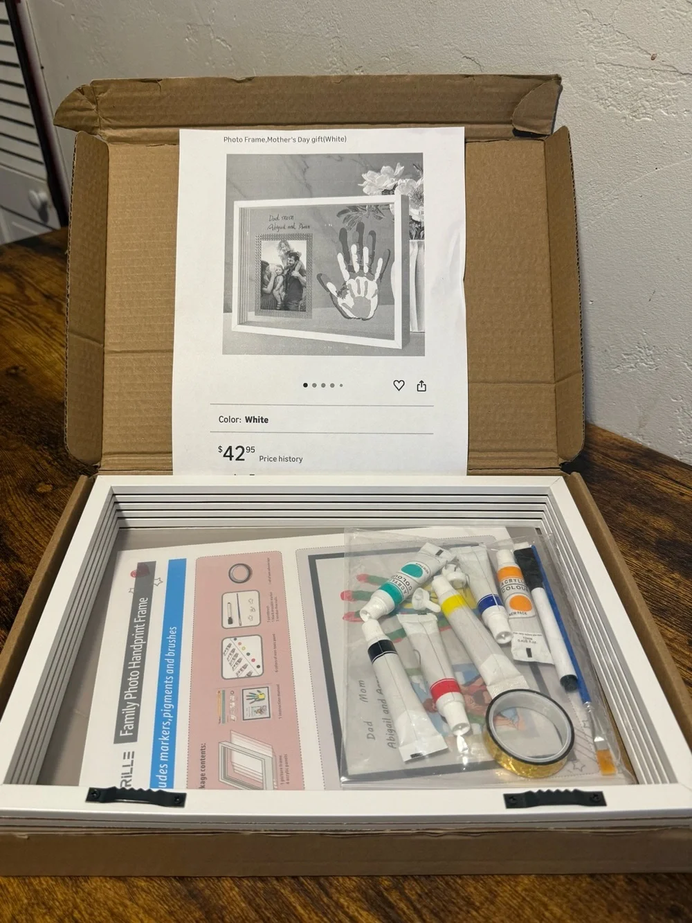 DIY Handprint Frame Kit with Paints - White